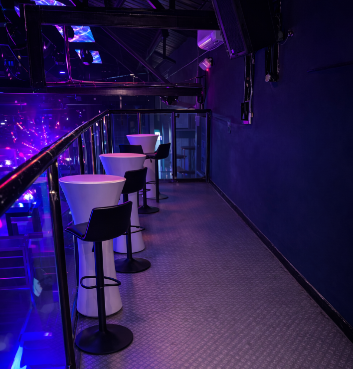 Club LIV upstairs bar stools section